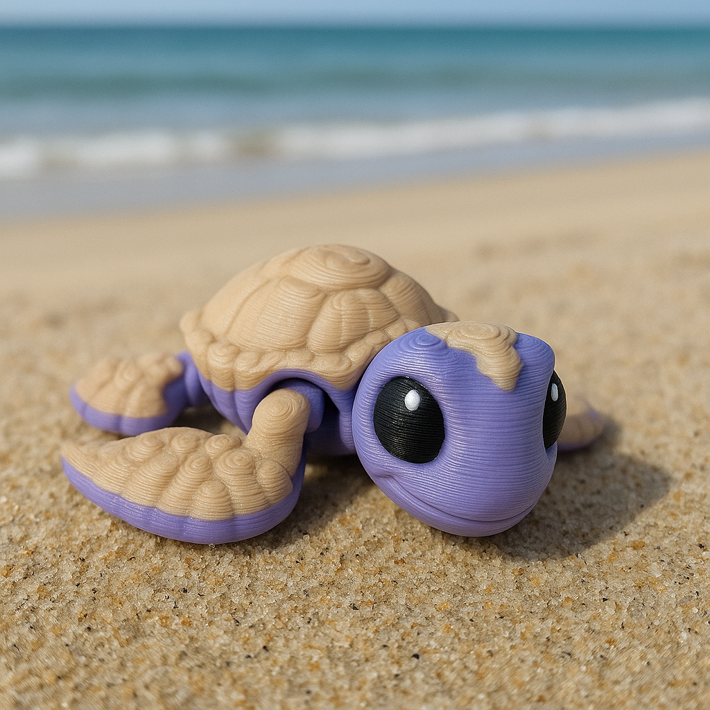 3D Printed Baby Sea Turtle – Articulated Collectible Toy - FLEXI
