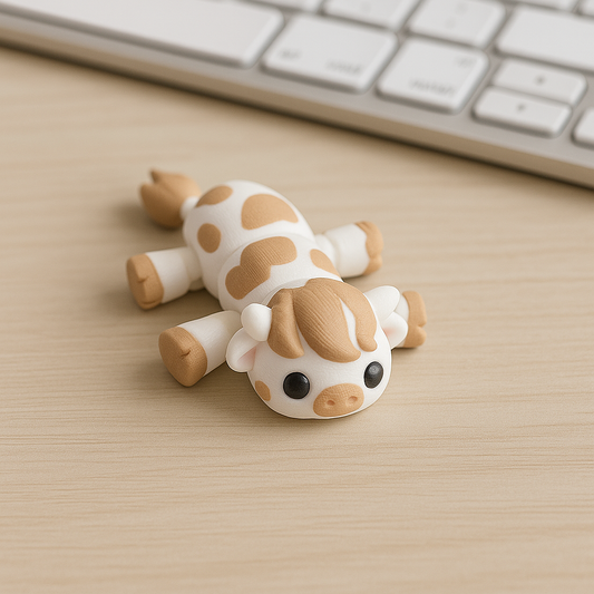 3D Printed Articulated Kawaii Cow Fidget Desk Pet