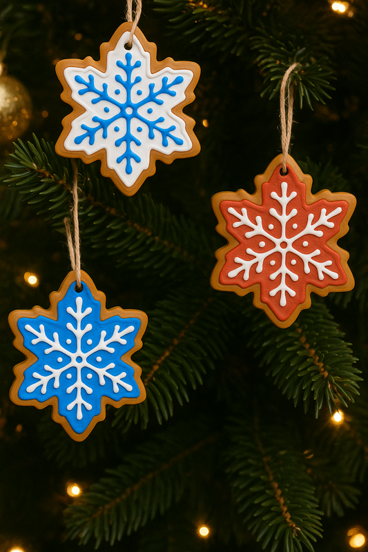 3D-Printed Gingerbread Snowflake Cookie Ornaments